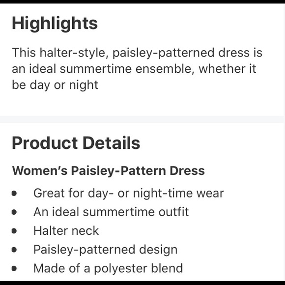 Women’s halter style paisley print dress, Small - Picture 2 of 2